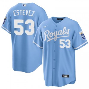 #53 Carlos Estevez Exclusive Men Baseball Jersey | KCR Blue Fan Gear 31905508