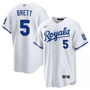 #5 George Brett Genuine Men Baseball Jersey | KCR White Fan Gear 13533676