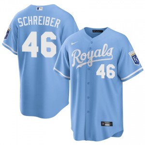 #46 John Schreiber Exclusive Men Baseball Jersey | KCR Blue Fan Gear 17851974