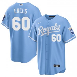 #60 Lucas Erceg Officially Licensed Men Baseball Jersey | KCR Blue Fan Gear 21384226