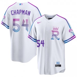 #54 Aroldis Chapman Officially Licensed Men City Connect Baseball Jersey | KCR White Fan Gear 94696207