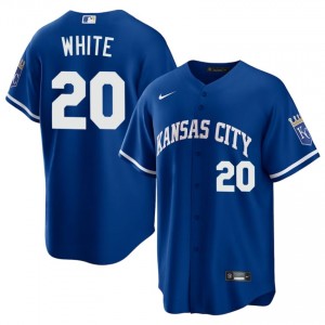Royal Frank White #20 KC Baseball Sewn Jersey | Genuine Men Fit 27681717