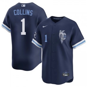 Isaac Collins #1 Kansas City Royals City Connect Baseball Jersey | Iconic Men Navy Stitched Edition 67138091