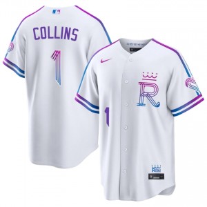 #1 Isaac Collins Classic Men City Connect Baseball Jersey | KCR White Fan Gear 38038006
