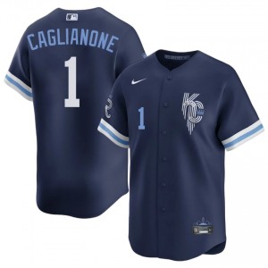 Navy Jac Caglianone #14 KC Baseball City Connect Stitched Jersey | Authentic Men Fit 87473483