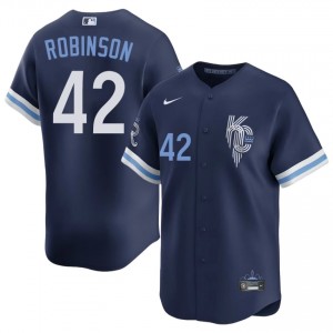 Jackie Robinson #42 Kansas City Royals City Connect Baseball Jersey | Limited Men Navy Stitched Edition 83283669