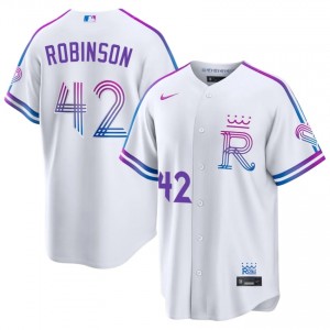 #42 Jackie Robinson Genuine Men City Connect Baseball Jersey | KCR White Fan Gear 84282354