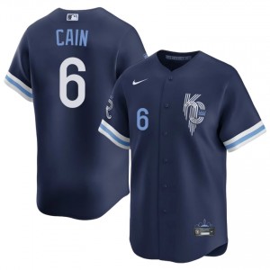 Navy Lorenzo Cain #6 KC Baseball City Connect Stitched Jersey | Officially Licensed Men Fit 69725603