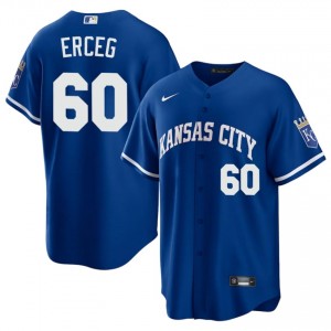 Royal Lucas Erceg #60 KC Baseball Sewn Jersey | Game-Day Men Fit 80055905