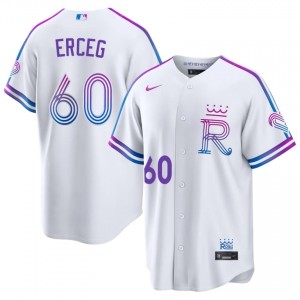 #60 Lucas Erceg Classic Men City Connect Baseball Jersey | KCR White Fan Gear 35709734