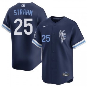 Matt Strahm #25 Kansas City Royals City Connect Baseball Jersey | Limited Men Navy Stitched Edition 57602897