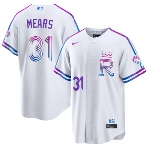 #31 Nick Mears Iconic Men City Connect Baseball Jersey | KCR White Fan Gear 65479090
