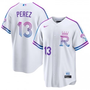 #13 Salvador Perez Limited Men City Connect Baseball Jersey | KCR White Fan Gear 96812653