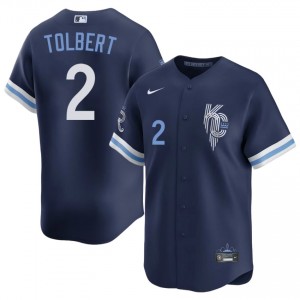 Navy Tyler Tolbert #2 KC Baseball City Connect Stitched Jersey | Classic Men Fit 40772910