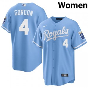 Alex Gordon #4 Kansas City Royals Baseball Jersey | Gameday Women Blue Sewn Edition 68585173