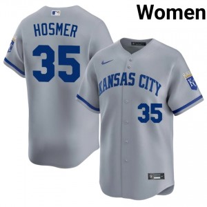 #35 Eric Hosmer Game-Day Women Baseball Jersey | KCR Gray Fan Gear 11673590