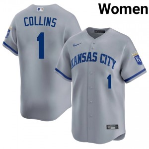 KC Royals Isaac Collins #1 Gray Women Baseball Jersey | 2026 Season Authentic 92813546
