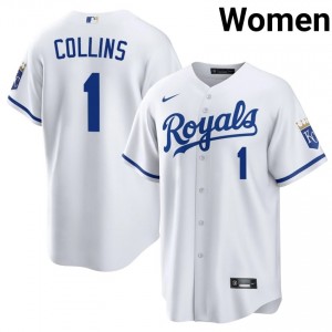 White Isaac Collins #1 KC Baseball Embroidery Jersey | Limited Women Fit 65130747