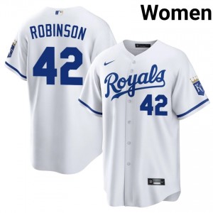 White Jackie Robinson #42 KC Baseball Embroidery Jersey | Official Women Fit 46286946