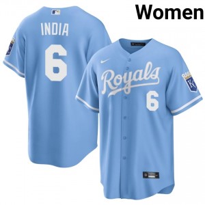 Blue Jonathan India #6 KC Baseball Sewn Jersey | Professional Women Fit 97380489