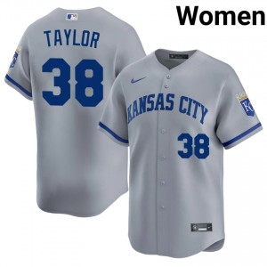 #38 Josh Taylor Genuine Women Baseball Jersey | KCR Gray Fan Gear 34989292