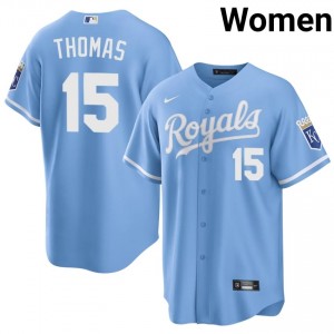 Lane Thomas #15 Kansas City Royals Baseball Jersey | Limited Women Blue Sewn Edition 81156630