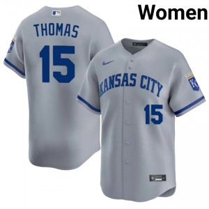 KC Royals Lane Thomas #15 Gray Women Baseball Jersey | 2026 Season Officially Licensed 46790999