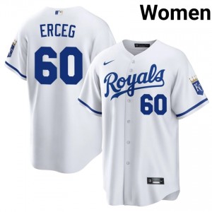 White Lucas Erceg #60 KC Baseball Embroidery Jersey | Limited Women Fit 59354523