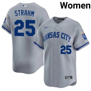 KC Royals Matt Strahm #25 Gray Women Baseball Jersey | 2026 Season Replica 54601014
