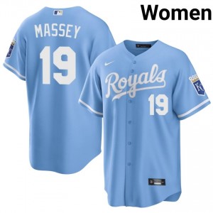 Blue Michael Massey #19 KC Baseball Sewn Jersey | Gameday Women Fit 29462839