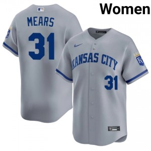 KC Royals Nick Mears #31 Gray Women Baseball Jersey | 2026 Season Gameday 76167586