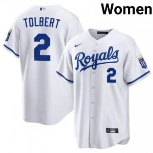 Tyler Tolbert #2 Kansas City Royals Baseball Jersey | Genuine Women White Embroidery Edition 30477770