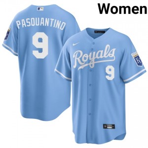 Vinnie Pasquantino #9 Kansas City Royals Baseball Jersey | Officially Licensed Women Blue Sewn Edition 87267225