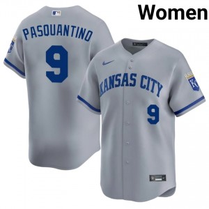 KC Royals Vinnie Pasquantino #9 Gray Women Baseball Jersey | 2026 Season Genuine 92298790