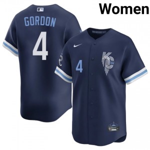KC Royals Alex Gordon #4 Navy Women City Connect Baseball Jersey | 2026 Season Exclusive 96771803