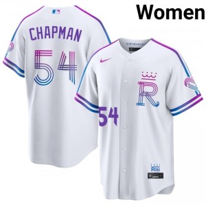 Aroldis Chapman #54 Kansas City Royals City Connect Baseball Jersey | Iconic Women White Stitched Edition 61842779