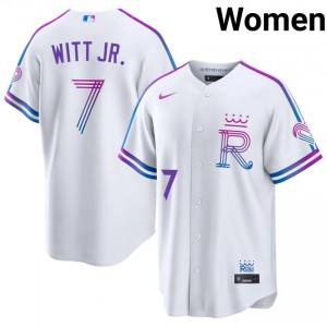 White Bobby Witt Jr. #7 KC Baseball City Connect Stitched Jersey | Replica Women Fit 81598326