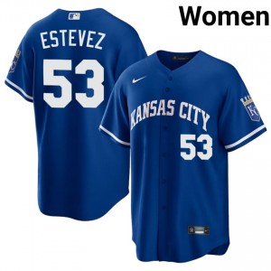 #53 Carlos Estevez Durable Women Baseball Jersey | KCR Royal Fan Gear 73674610