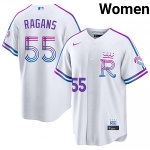 Cole Ragans #55 Kansas City Royals City Connect Baseball Jersey | MLB Women White Stitched Edition 67369490