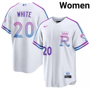 Frank White #20 Kansas City Royals City Connect Baseball Jersey | Premium Women White Stitched Edition 62368742