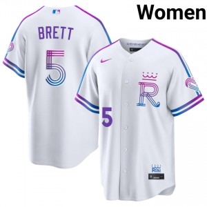 White George Brett #5 KC Baseball City Connect Stitched Jersey | Classic Women Fit 93372711