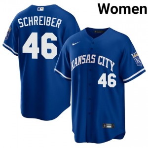 #46 John Schreiber Durable Women Baseball Jersey | KCR Royal Fan Gear 82955083