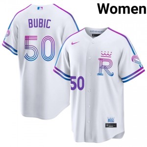 Kris Bubic #50 Kansas City Royals City Connect Baseball Jersey | Exclusive Women White Stitched Edition 42554897
