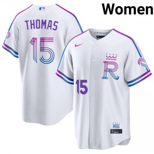 Lane Thomas #15 Kansas City Royals City Connect Baseball Jersey | Premium Women White Stitched Edition 90989071