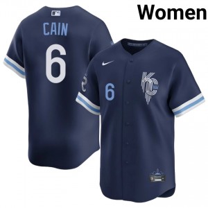 #6 Lorenzo Cain Official Women City Connect Baseball Jersey | KCR Navy Fan Gear 33515987