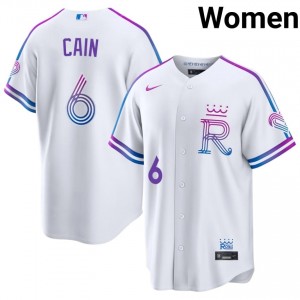 White Lorenzo Cain #6 KC Baseball City Connect Stitched Jersey | Classic Women Fit 66070994