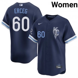 KC Royals Lucas Erceg #60 Navy Women City Connect Baseball Jersey | 2026 Season Game 27704673