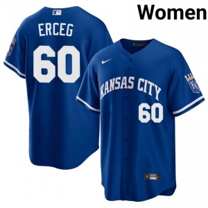 #60 Lucas Erceg Replica Women Baseball Jersey | KCR Royal Fan Gear 41317944