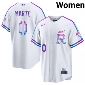 Starling Marte #0 Kansas City Royals City Connect Baseball Jersey | Game Women White Stitched Edition 40520282