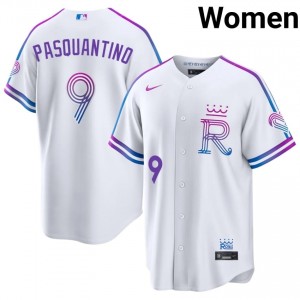 Vinnie Pasquantino #9 Kansas City Royals City Connect Baseball Jersey | Gameday Women White Stitched Edition 79210601